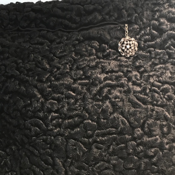 VINTAGE BLACK PERSIAN LAMB HAND MUFF/CLUTCH - Picture 5 of 8